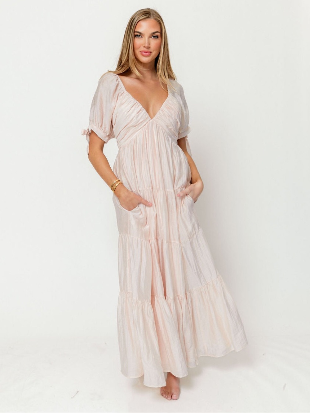 NWT Shop Worth Collective Grayson Maxi Dress size Medium M Peach Pink Midi